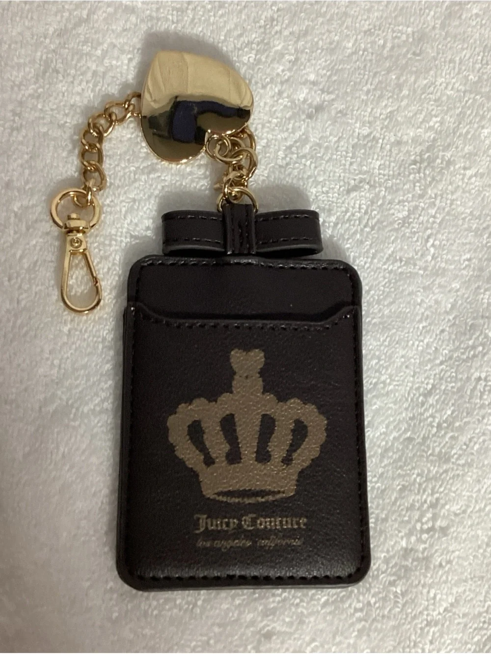 Juicy Couture Y2K Black Card Keychain w/ Bling Bedazzled Heart Crown Bag Charm